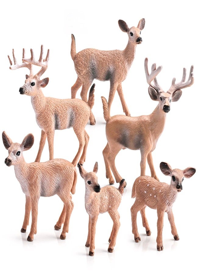 MALLEXO Deer Family Animal Toy for Kids | 6 PCS Realistic Wild Forest Animals Cute Deers Miniatures Action Figurines Toys for Boys and Girls Birthday Gifts for Children | Decoration & Educational Item - Image 1